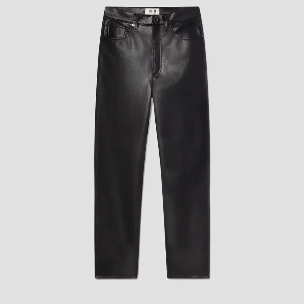 Recycled Leather‎ Pinch Waist Leather Pants